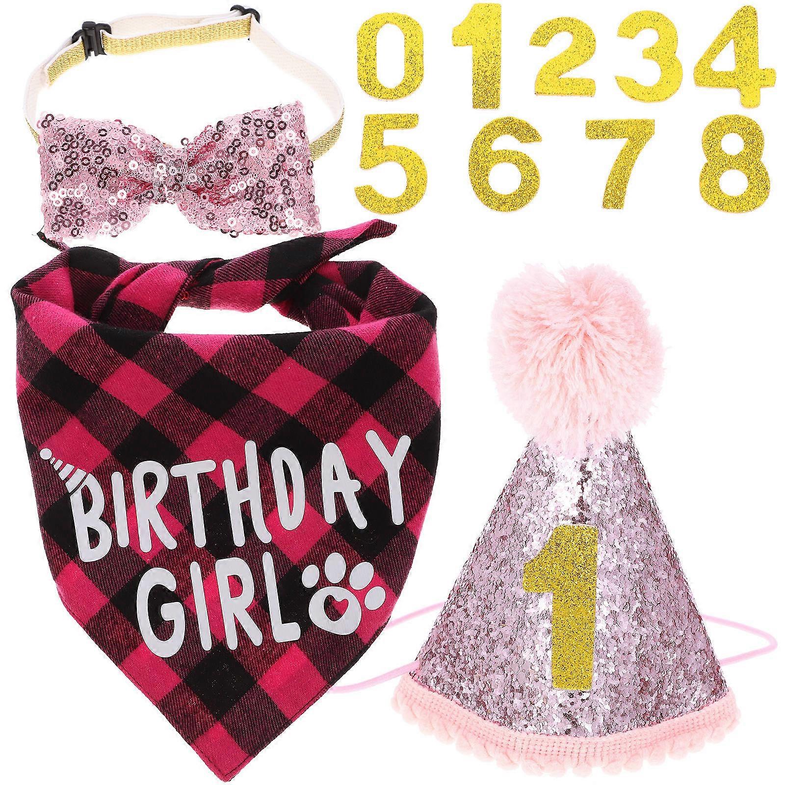 Cat Birthday Hat and Bib Set with Bow Tie – Cute Decorative Outfit for Pet Parties, Comfortable Material, Unique Design for Cats and Dogs