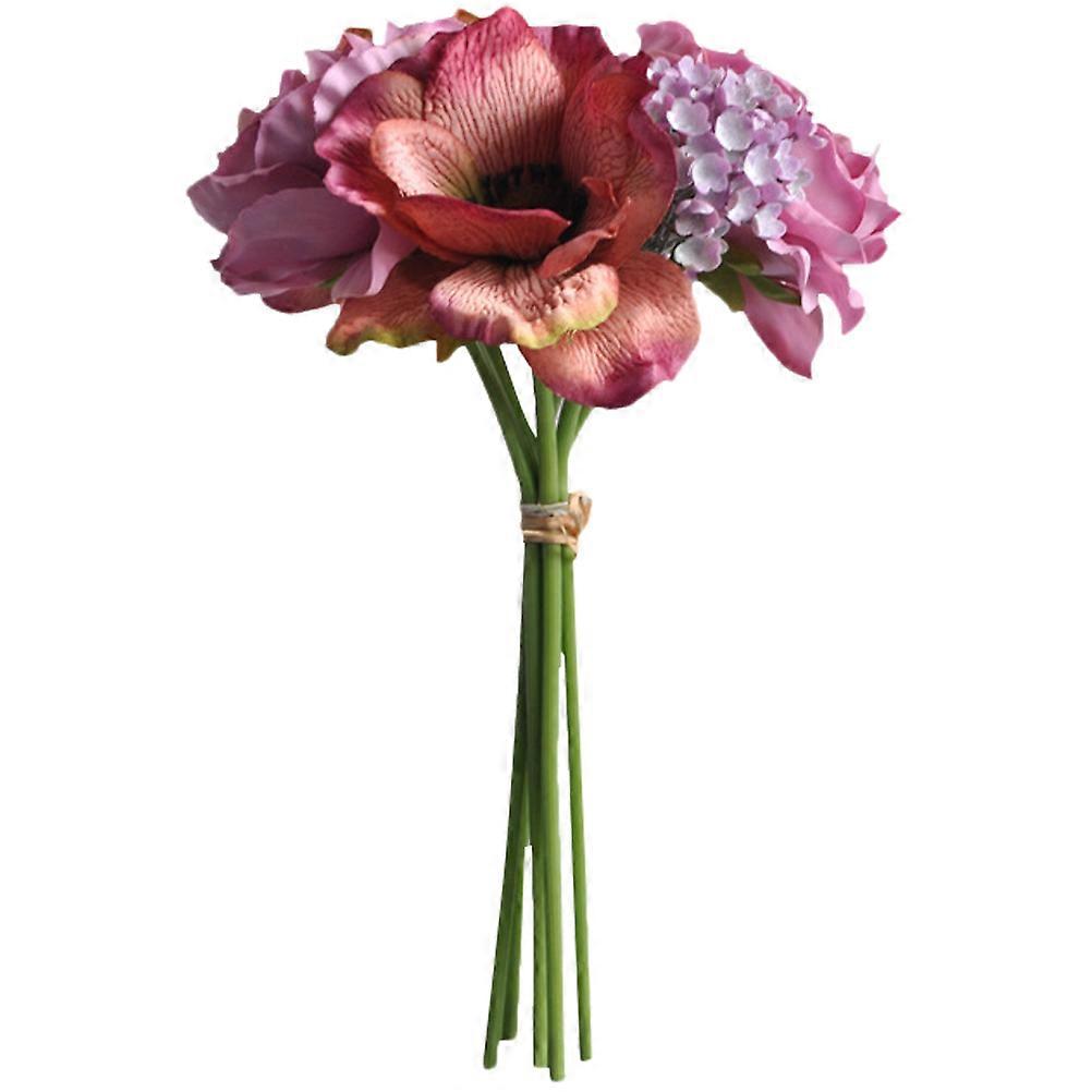 Simulated Flower Artificial Peony Flower Simulated Peony Bouquet Home Decoration Purple 28.00X13.00X13.00CM Realistic Design 1 Bundle