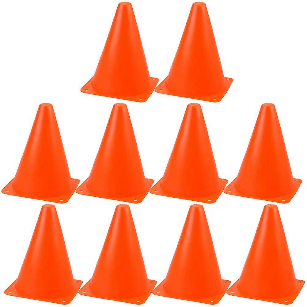 Soccer Cones 10Pcs Portable Plastic Training Cones For Outdoor Activities Sports Training In Bright Orange Color
