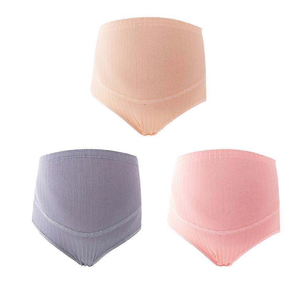 Pregnancy Trousers for Women Maternity Panties L Size Cotton High Waist Splice Stomach Lift 3Set