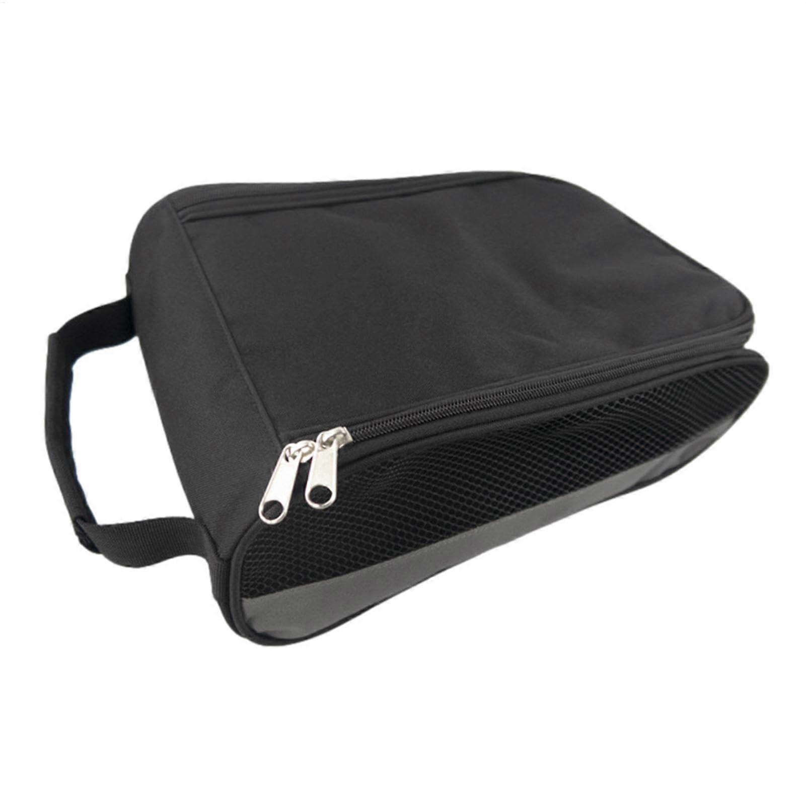 Shoe Bag For Travel And Gym, Water-Resistant Zipper, Portable Shoe Organizer With Mesh Ventilation, Gray, Plain