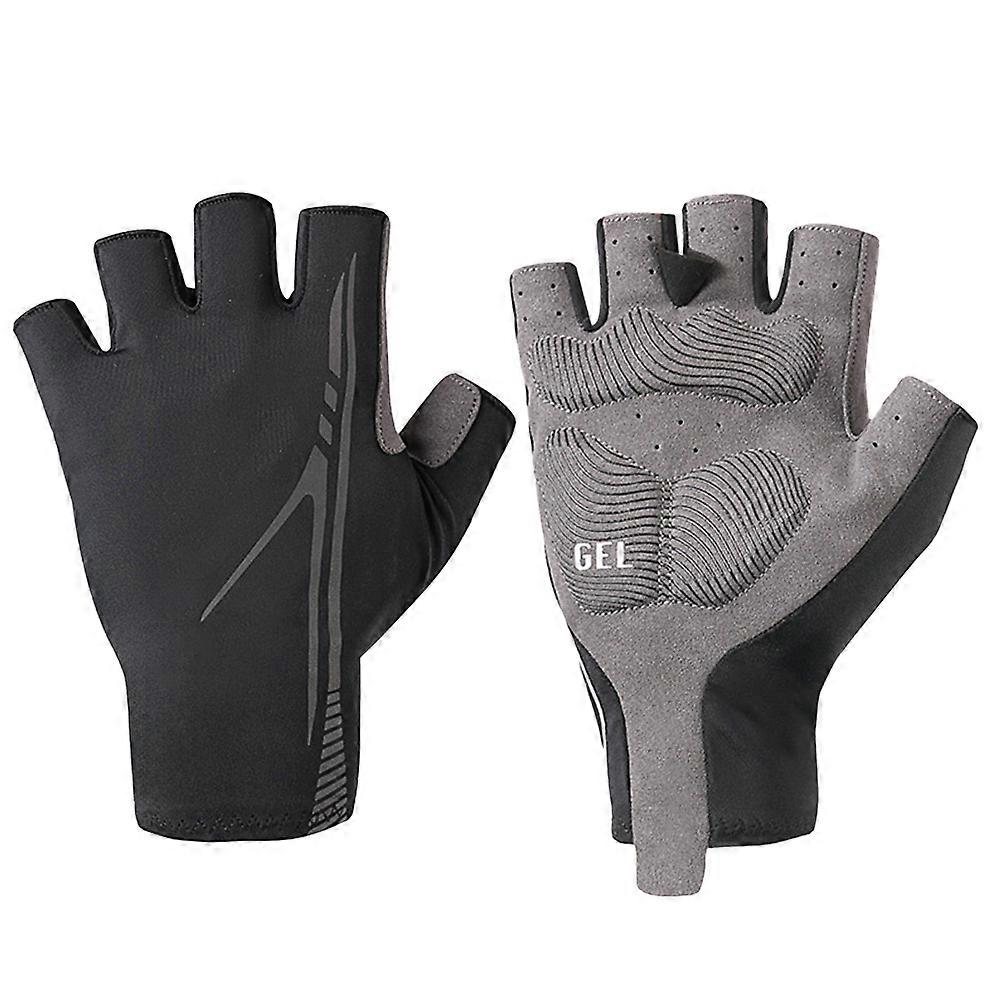 Half Finger Sports Gloves Unisex Biking Gloves For Men Women Cycling Shockproof Anti-sweat Black Size L 1 Pair