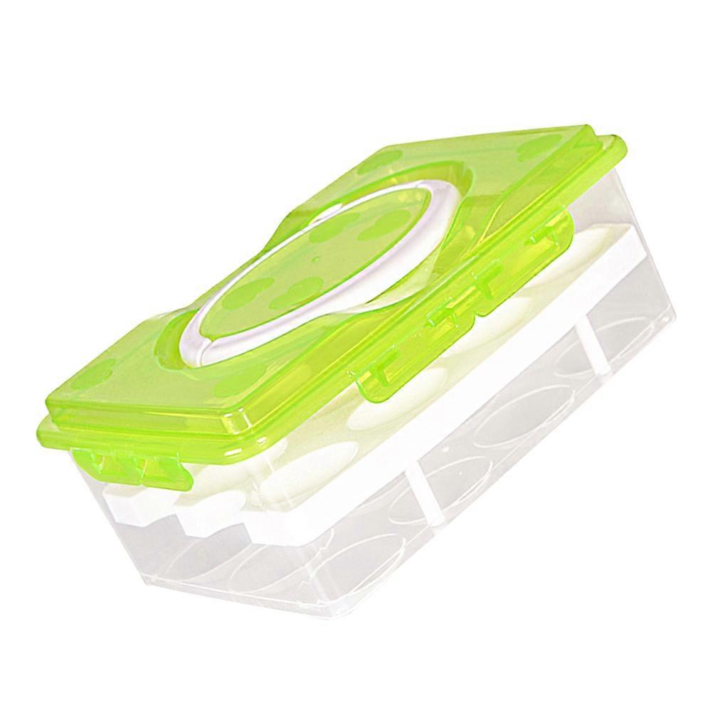 Egg Tray For Refrigerator Double Layer Fresh Keeping Box Green 24 Grids 1Pack
