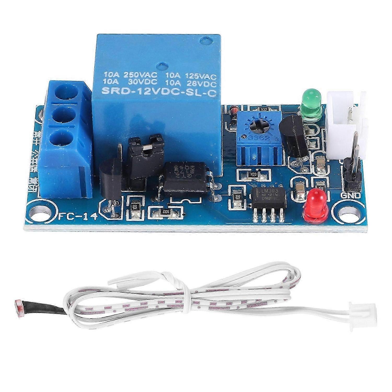 DC 12V Photoelectric Switch Sensor Relay Module 50mmx25mm w 2 Cable