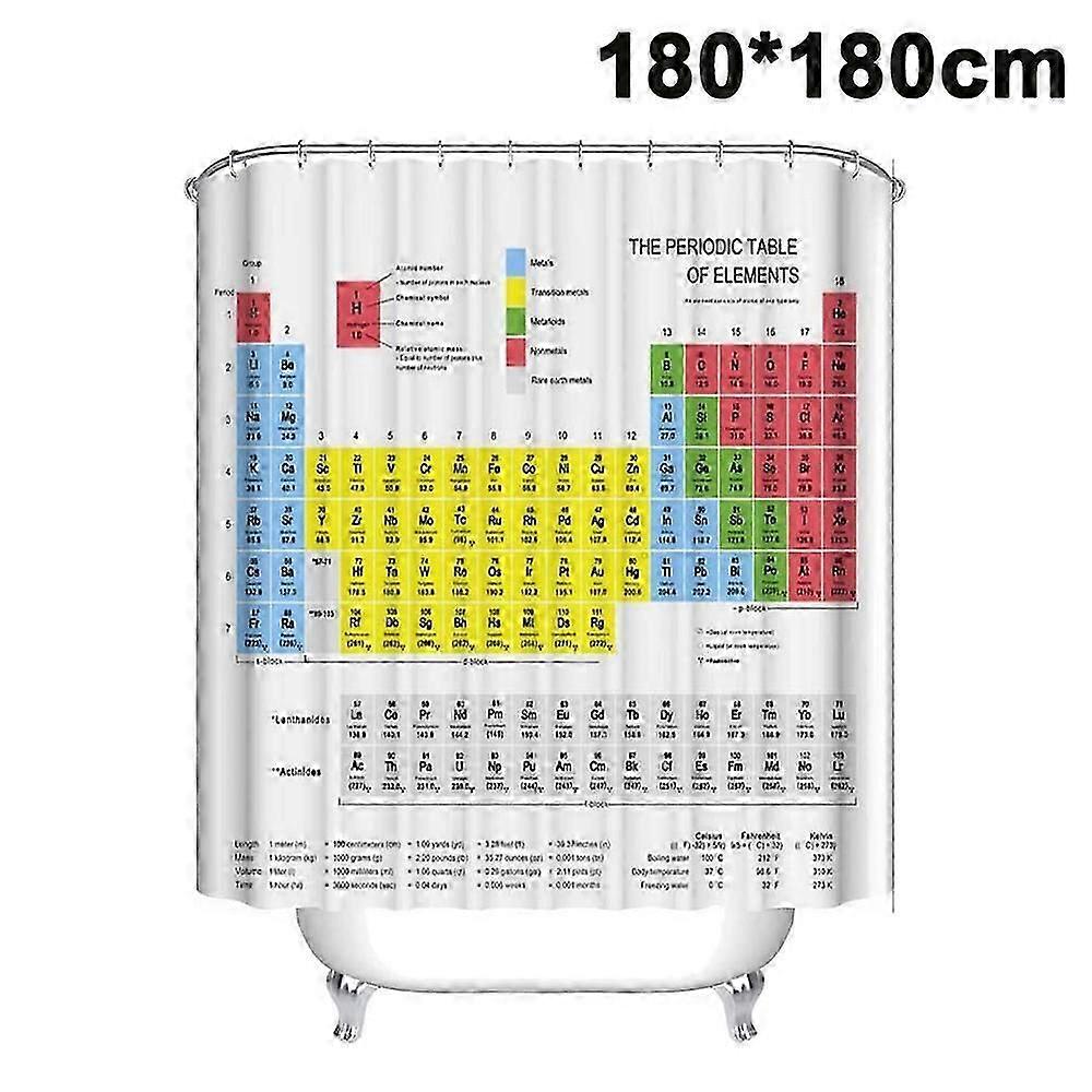 180x180cm Decorative Shower Periodic Table Multiplication with Colorful Number Durable Waterproof Polyester Fabric Bath Curtain with Hooks