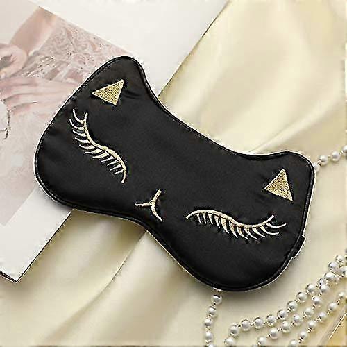 Adjustable Silk Sleeping Eye Masks for Travel Featuring Cute Cat Design, Perfect for a Restful Night's Sleep