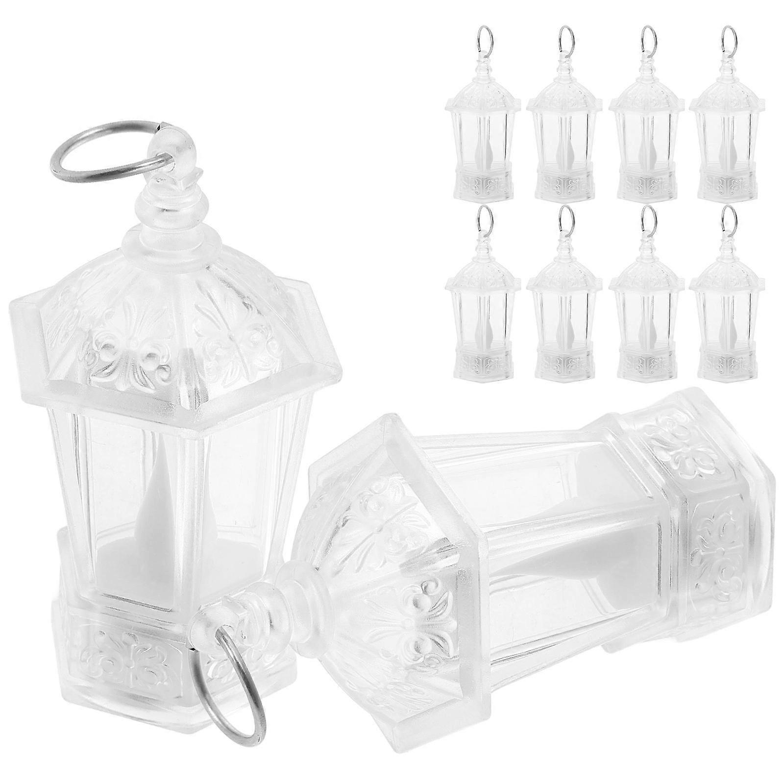 Lanterns Decorative LED Mini Lanterns Bedroom Nightstands Delicate Wedding Decor Hexagonal Shape Transparent Material 12Pcs