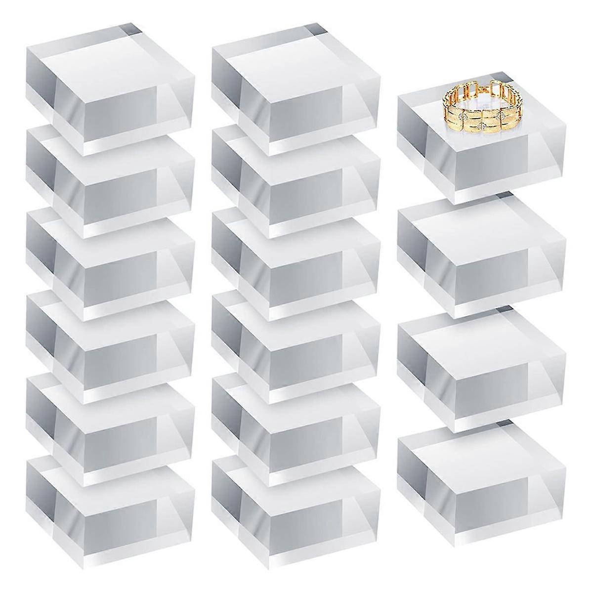Clear Acrylic Blocks Square Display Block Clear Polished Cube Jewelry Display Stand Ring Showcase H