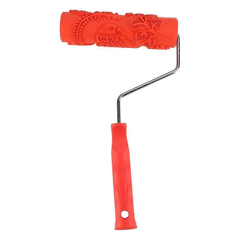 Embossed Texture Wall Print Brush, EG343T Decorative Rubber Roller with Plastic Handle for DIY Patterns and Reliefs