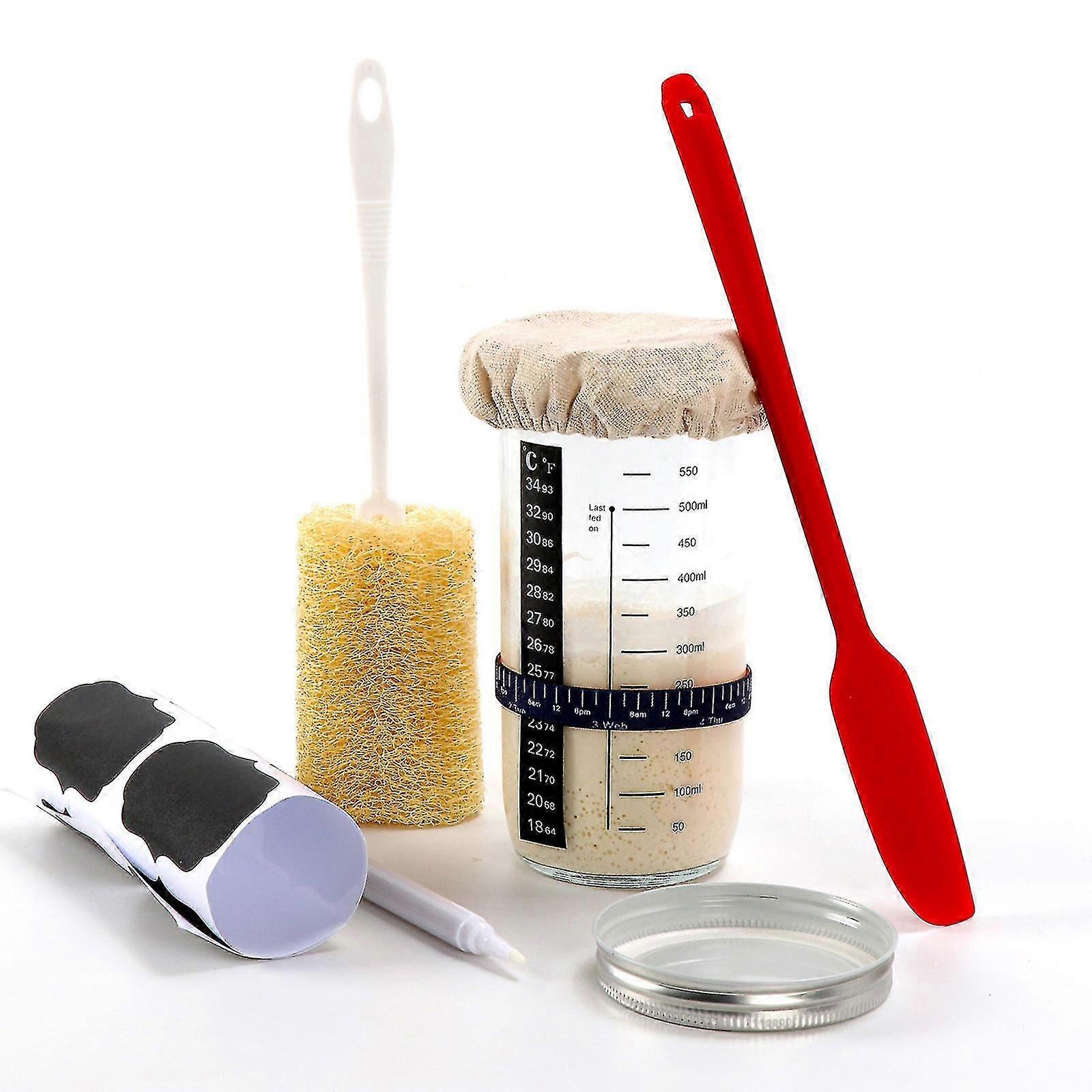 Sauerteigbrot-Starter-Kit - Sauerteig-Starterglas-Sauerteigbrot-Backzubehör mit großem Fassungsvermögen