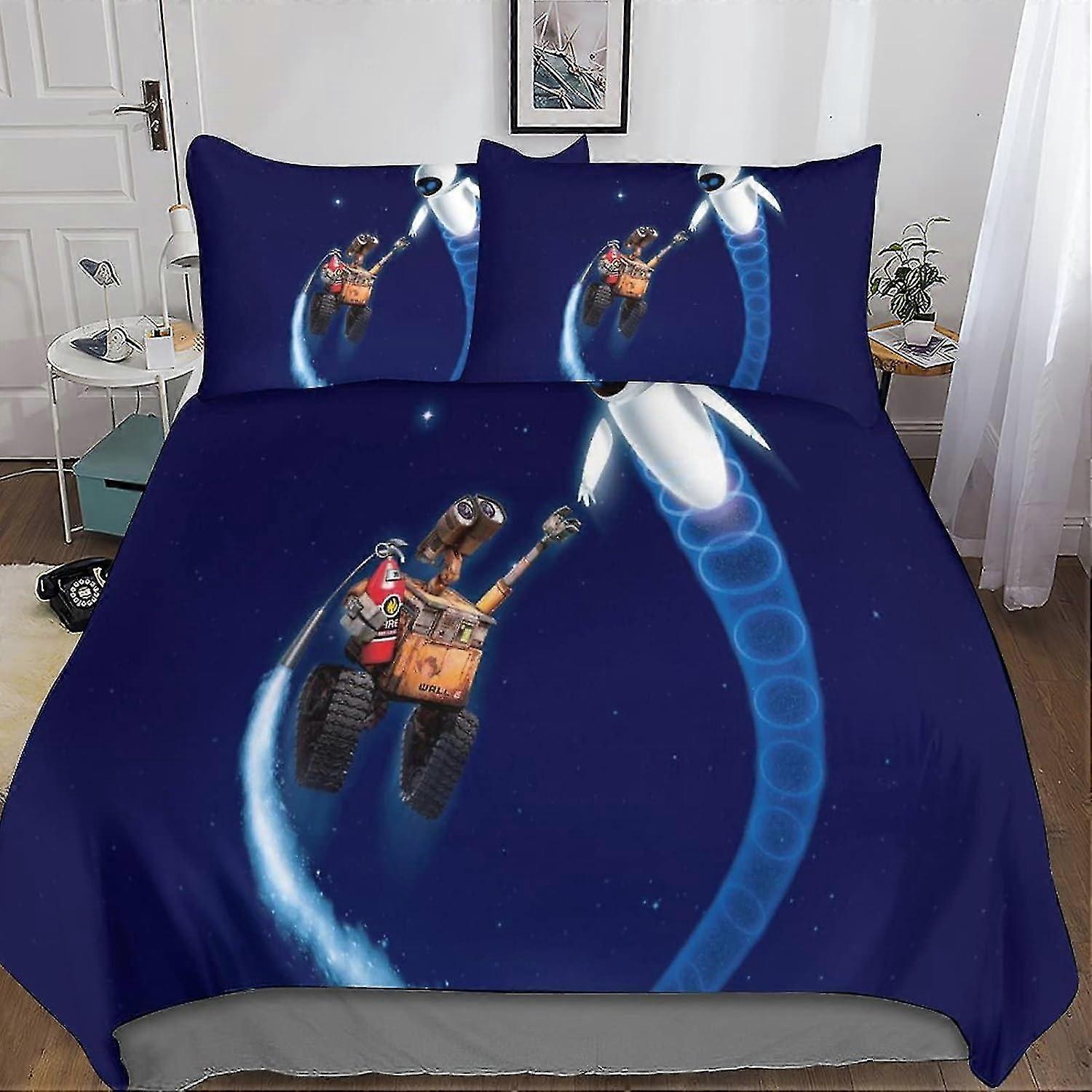 3D-tryckt Robot Påslakan Set C Mjuk Andningsbar 3-delad sängkläder med örngott, dubbel storlek