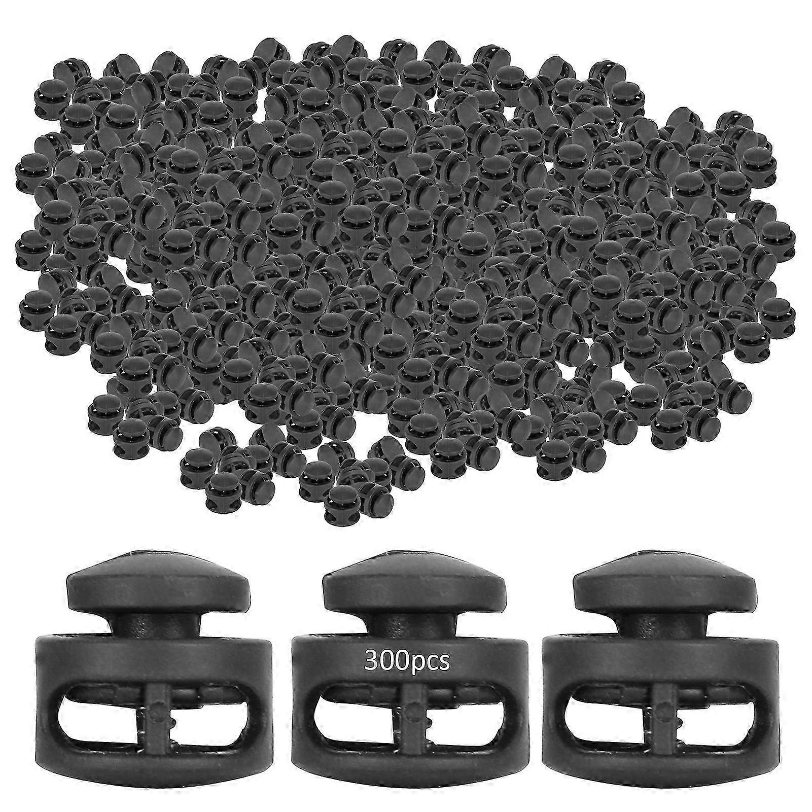 300Pcs Double Hole Spring Cord Locks Oblate Round Shape Nylon Accessories for Clothing