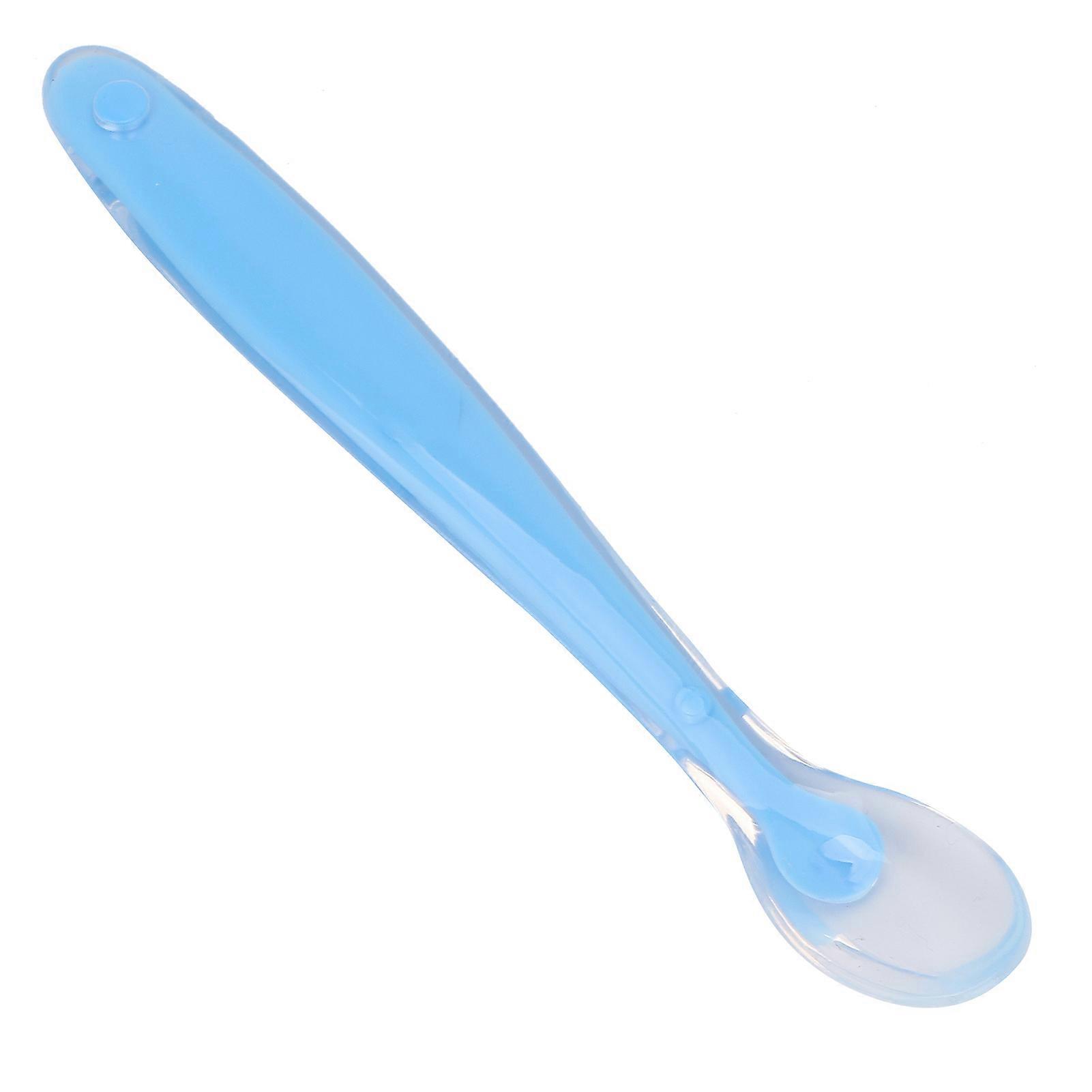 Baby Silicone Feeding Spoon Soft Tip Training Trainer Infant Blue