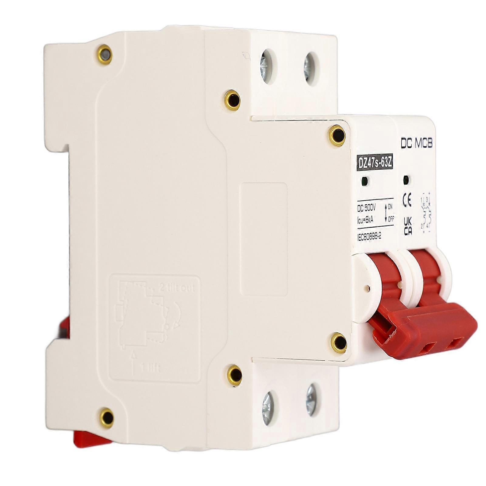 DC Circuit Breaker Short Circuit Protection Arc Extinguishing Miniature Circuit Breaker DC 500V 2P 50A 