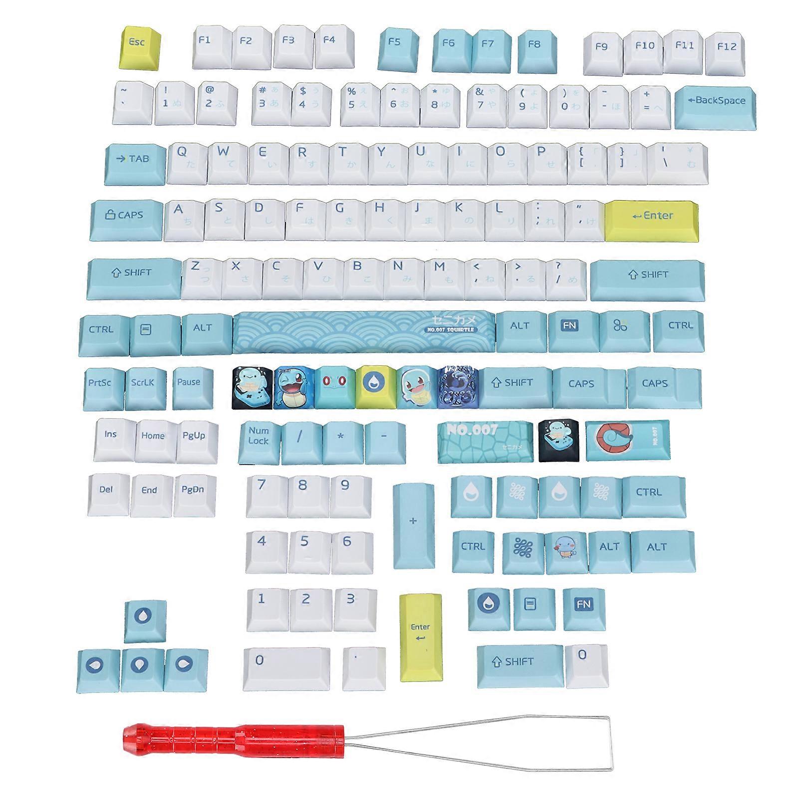 PBT Keycaps Ergonomic Design Oil Resistant Personality Cartoon 131 Key Video Game Keycap for Mechanical Keyboard