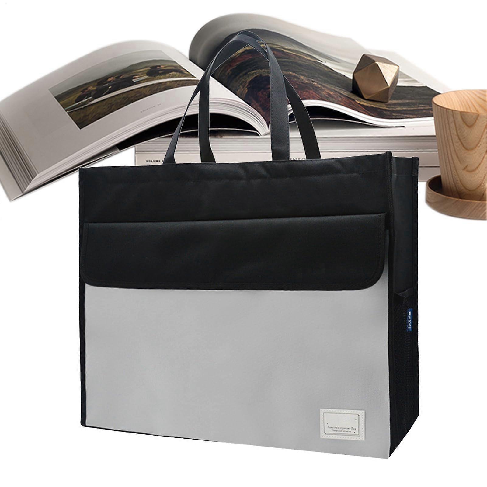 Document Bag A3 Document Storage Bag Storage Organizer for Filing Large Capacity Holders for Notebooks, Pens, Tickets, Black