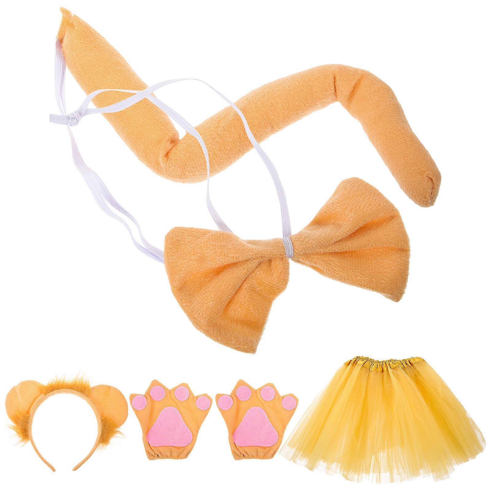 Lion Ears Headband Costume Set with Tutu Skirt, Tail & Gloves – Lightweight & Durable Animal Theme Halloween Cosplay Accessories