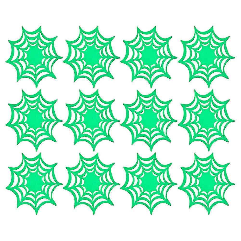 12pcs Glow in the Silicone Heat Resistant Non Slip Trivet Mats with Spider Web Pattern for Kitchen & Halloween Party Use