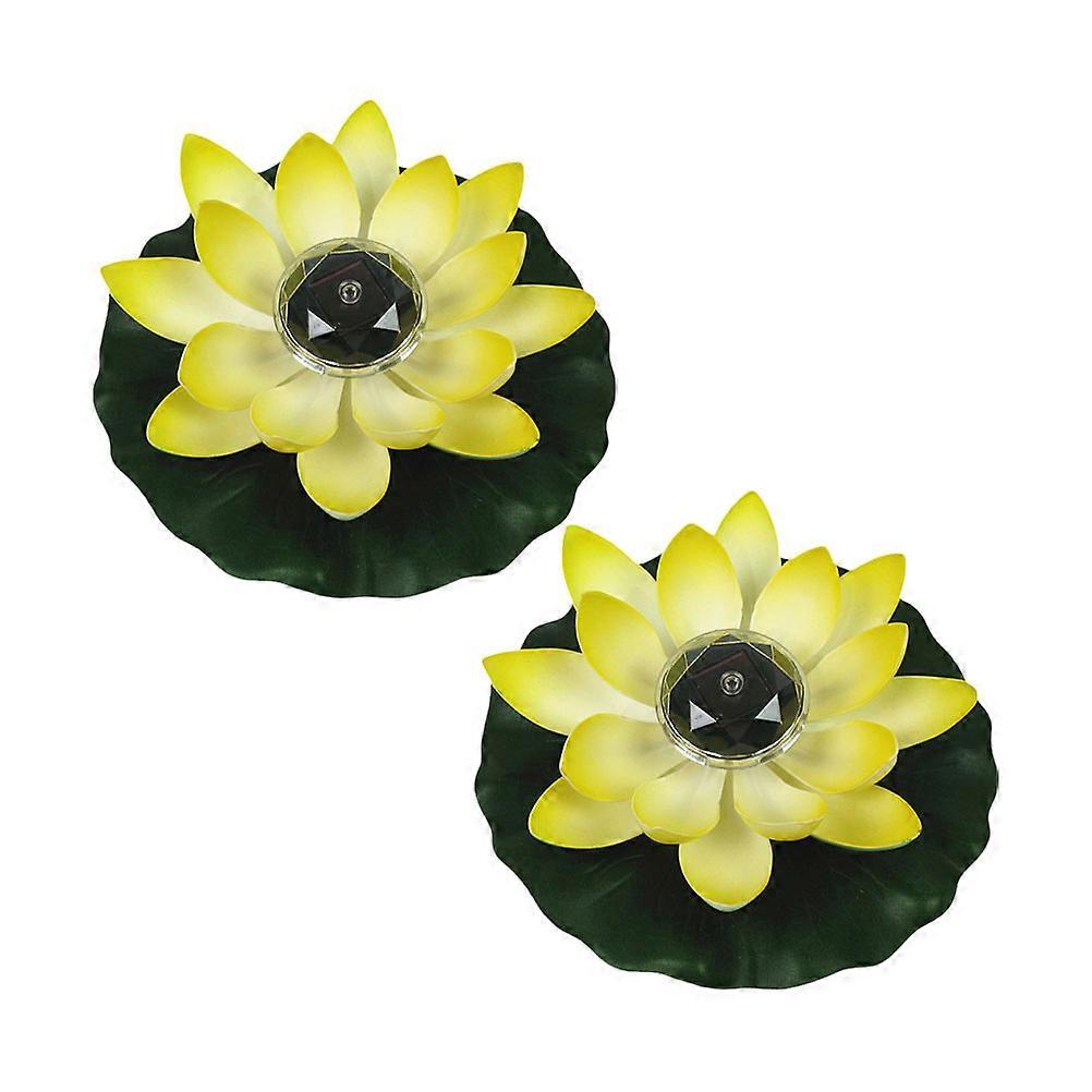 Solar Lotus Decorative Lamp 2pcs Floating LED Light for Pool Festival Decoration