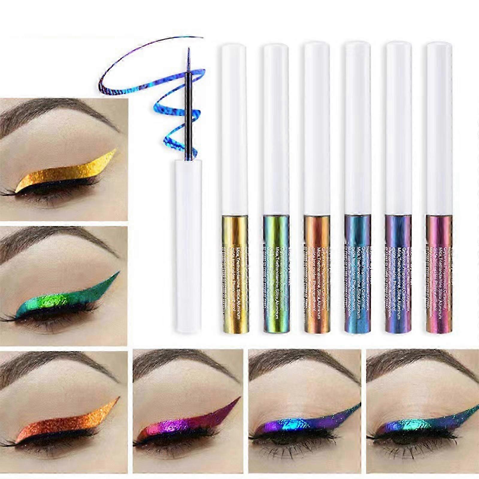 كحل سائل الحرباء ، الساتان المعدني الذهبي عالي الصباغ الملون متعدد الانعكاسات النهاية بريق العين ايلاينر ظلال العيون القلم