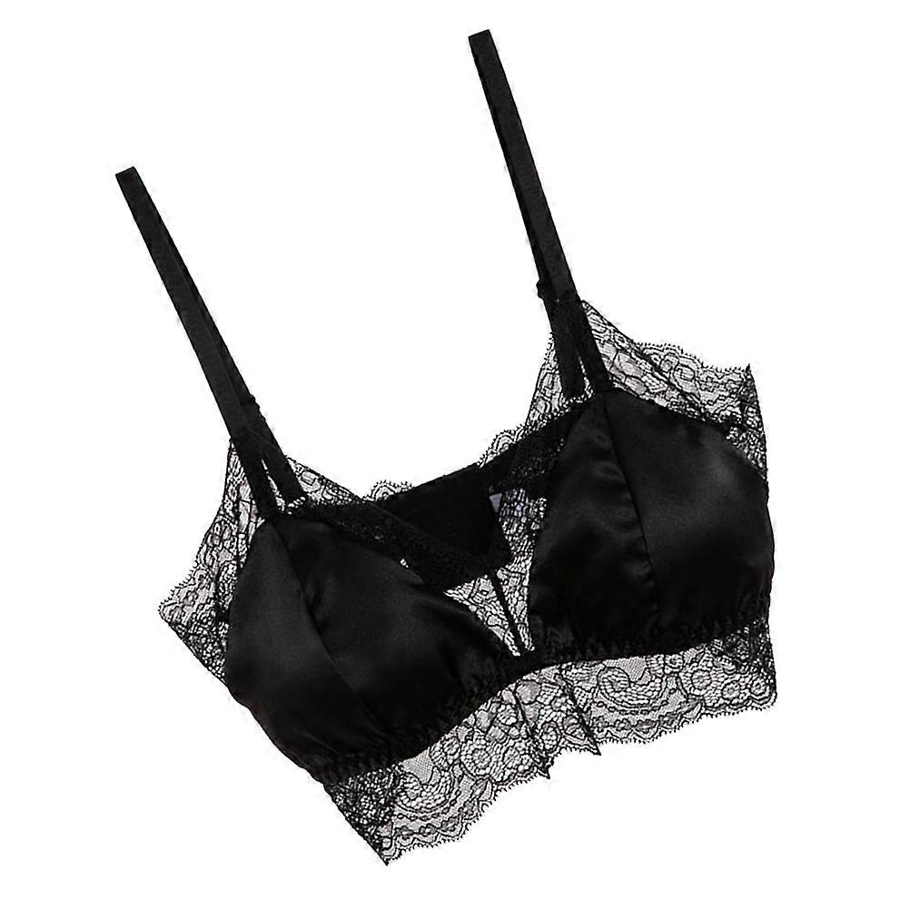 Soutien-gorge sans fil en soie pour femmes en soie noire design en dentelle à la mode et confortable