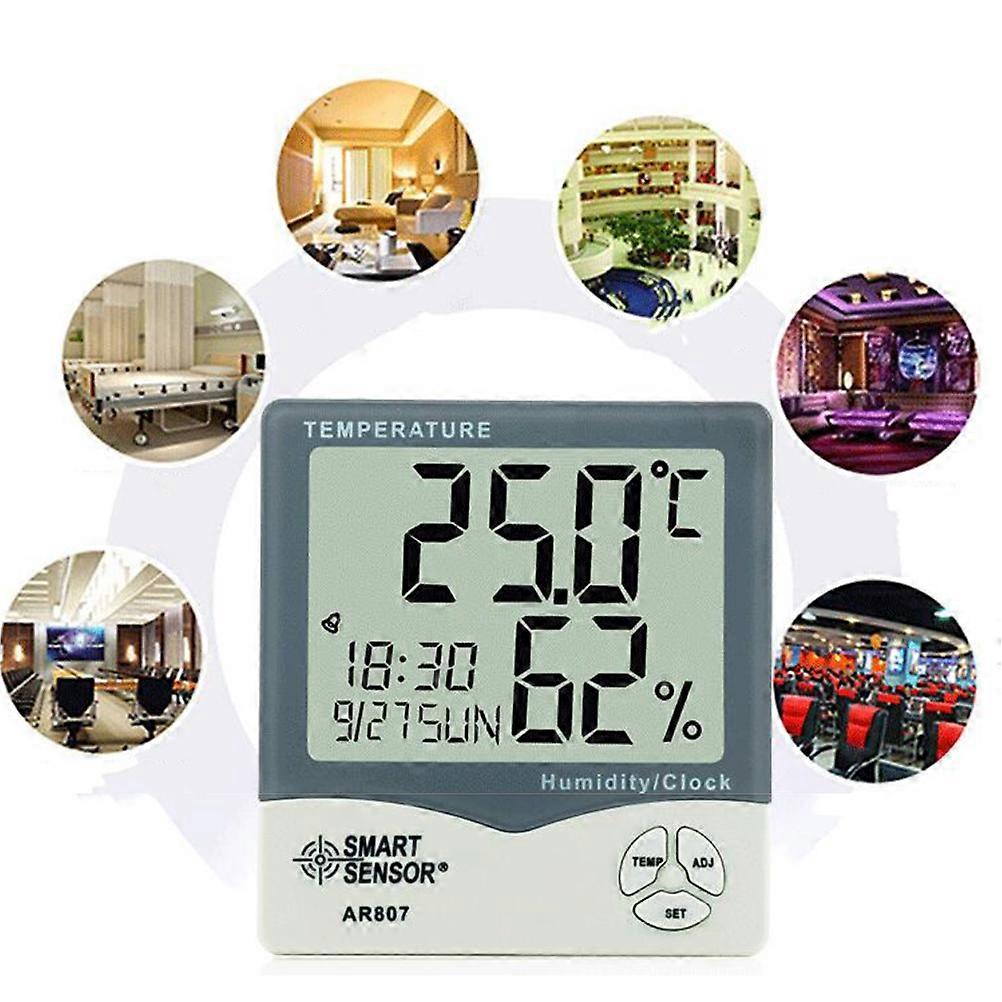 Big Screen Digital Temperature Humidity Meter Clock Barometer Hygrometer 1 Set without Battery AR807