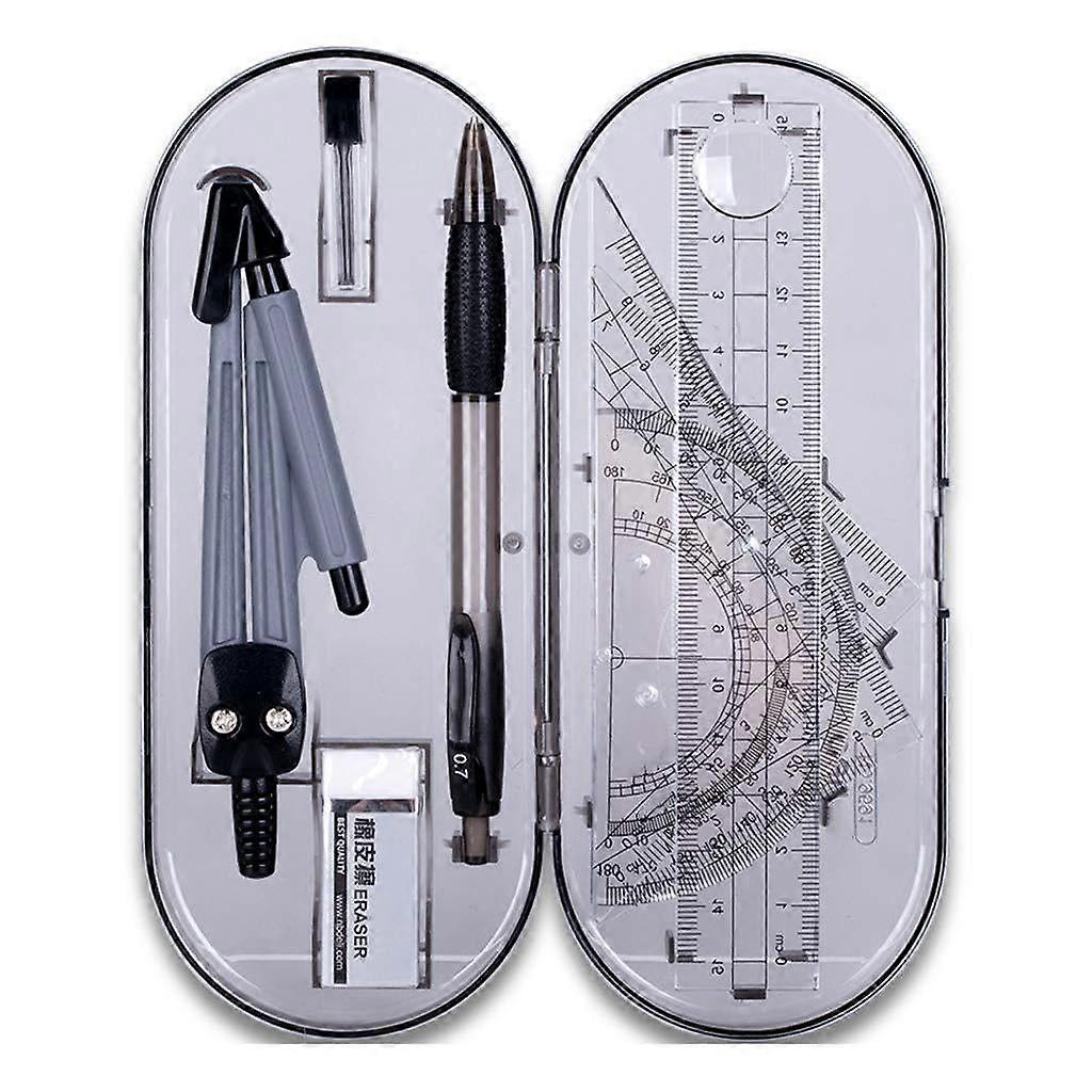 8 Pieces/set Portable Angle Ruler Drawing Compass Ruler Pencil Tape Measure For Kids