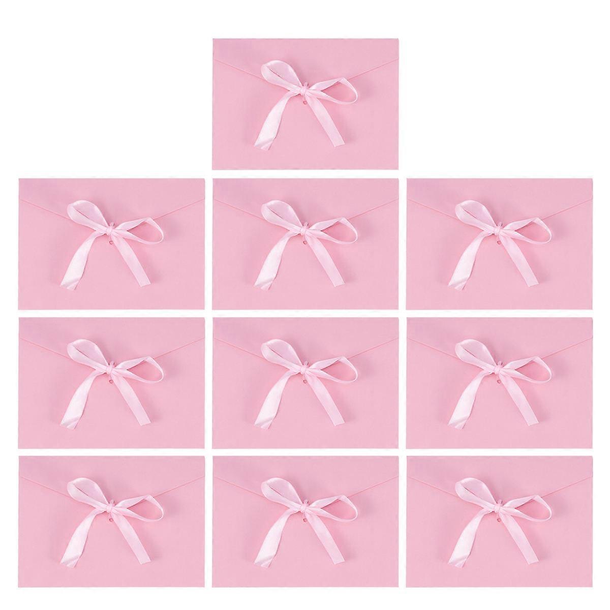 Retro Creative Bow Invitation Cards with Elegant Ribbon Design for Special Events 10 Pcs Pink