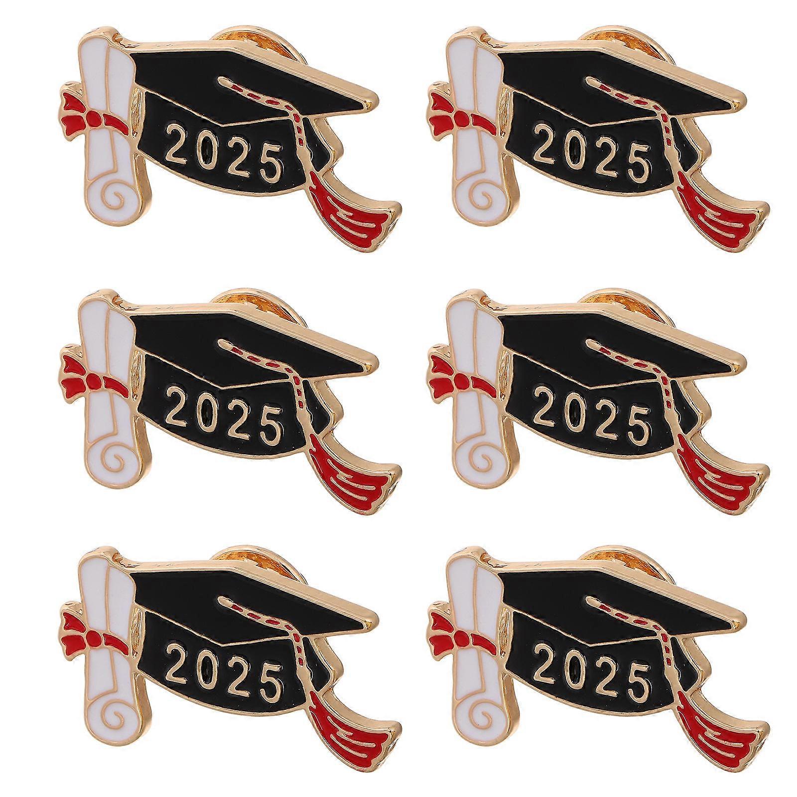 6pcs Graduation Cap Brooches, Class of Lapel Pins, Durable Badges for High School & College Celebrations, Thoughtful Students & Teachers