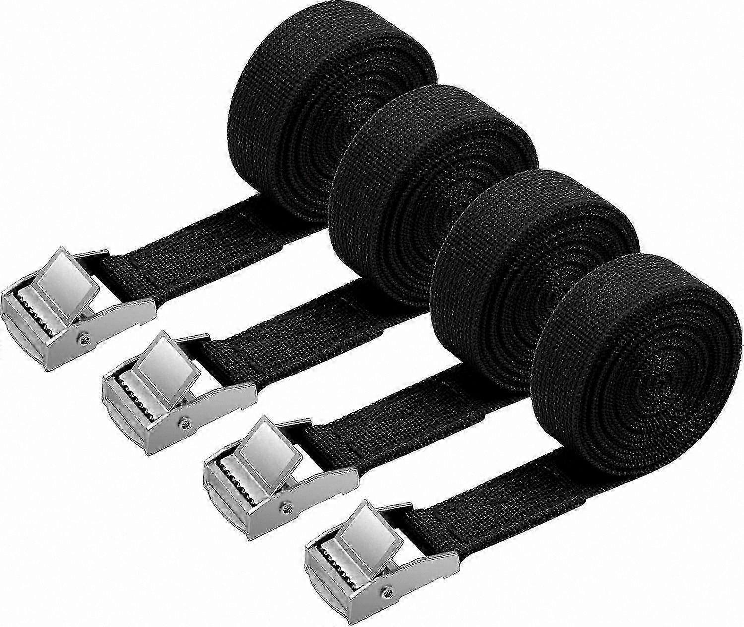 4-Pack 2m x 20mm Lashing Straps with Buckle, 500kg Load Capacity Each, for Motorcycle, Car, and Bike Carrier Use (Black)
