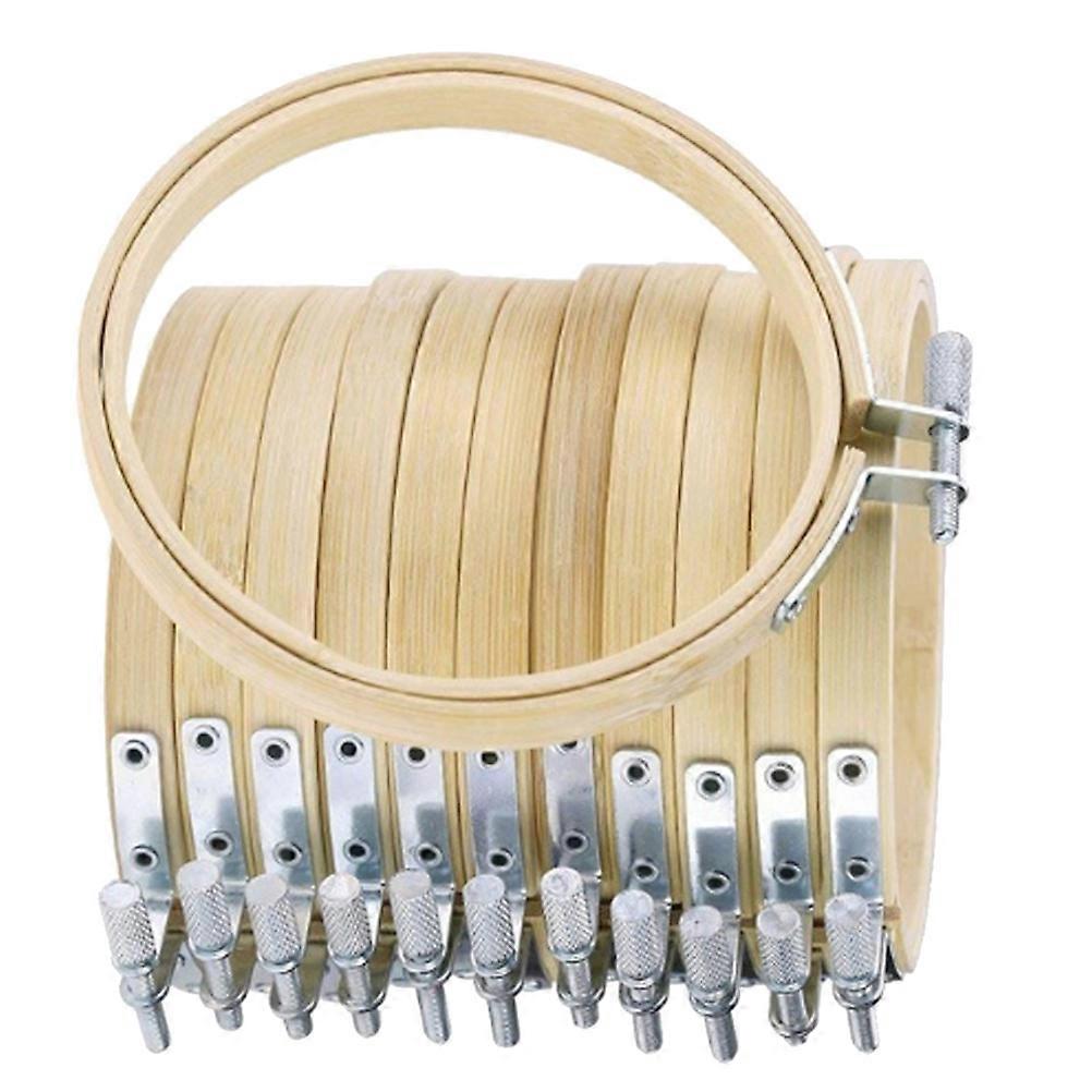 12pcs Circle Frame Bamboo Embroidery DIY Craft Cross Stitch Chinese Traditional Sewing Manual Tool (18cm)