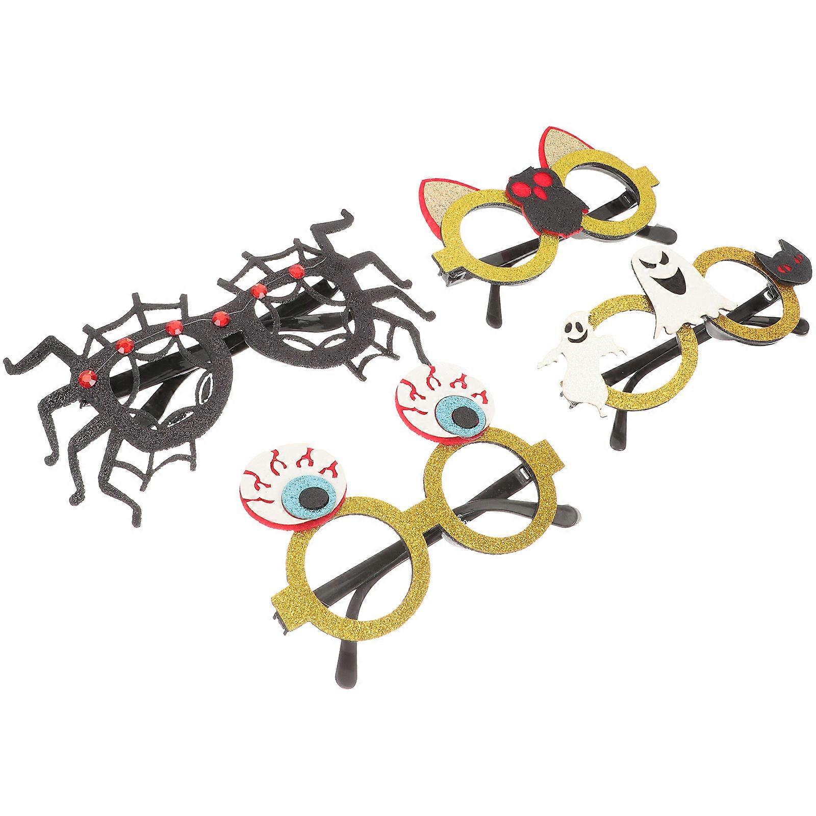 4pcs Halloween Glasses for Adults – Lightweight Funny Eyeglasses Party Props Unique Cosplay Costume Accessories for Carnivals Masquerade Festivals