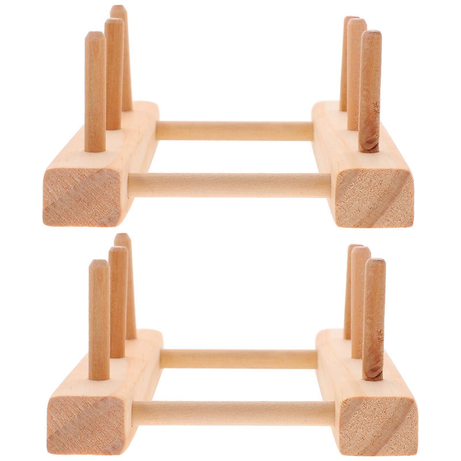 Sewing Thread Storage Rack Wooden Yarn Spool Dispenser Quality Polish 14.2X9.6cm Practical Use 2Pcs
