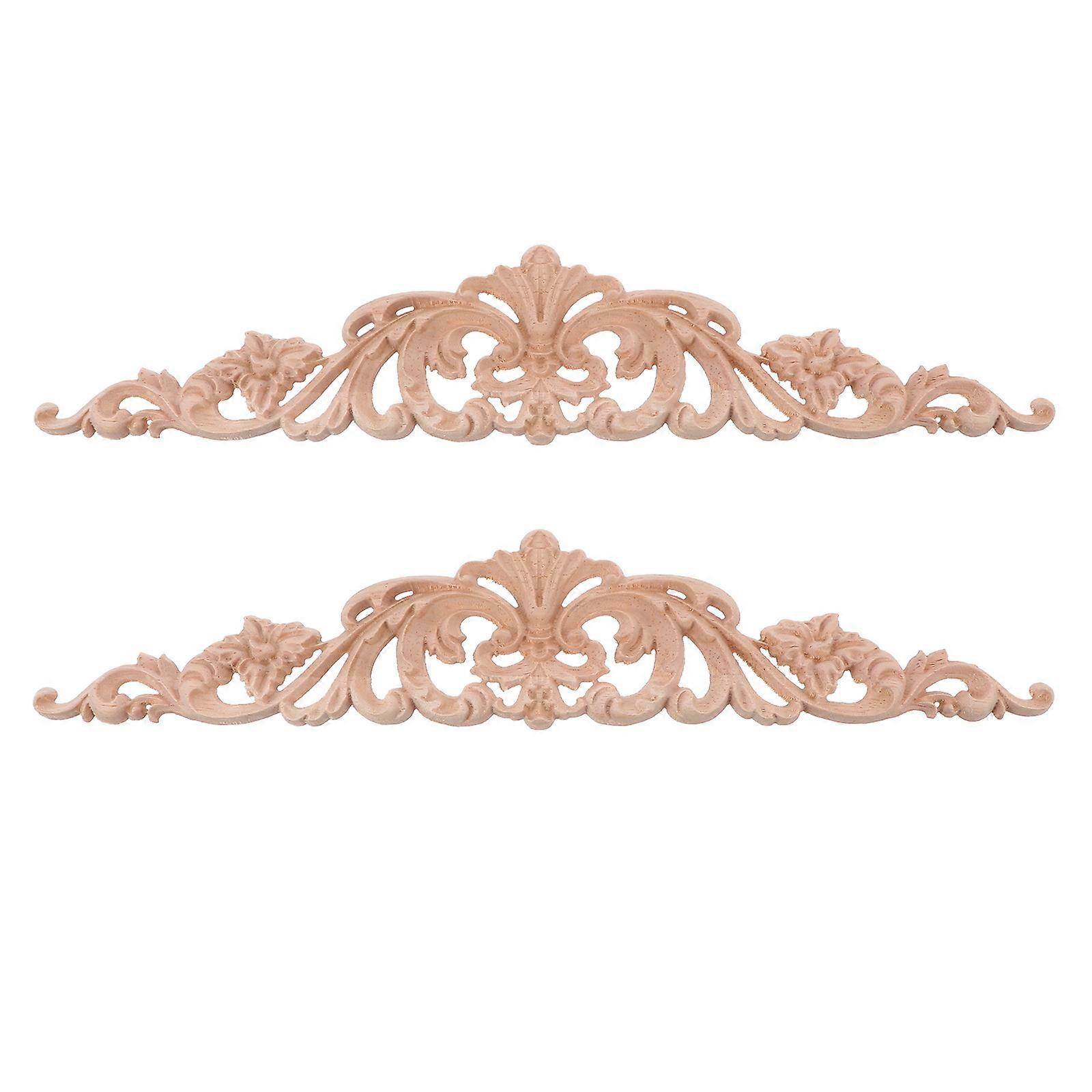 Floral Wood Carved Corner Appliques Set of 2 – Classic Solid Wood for Cabinets, Walls, and Doors