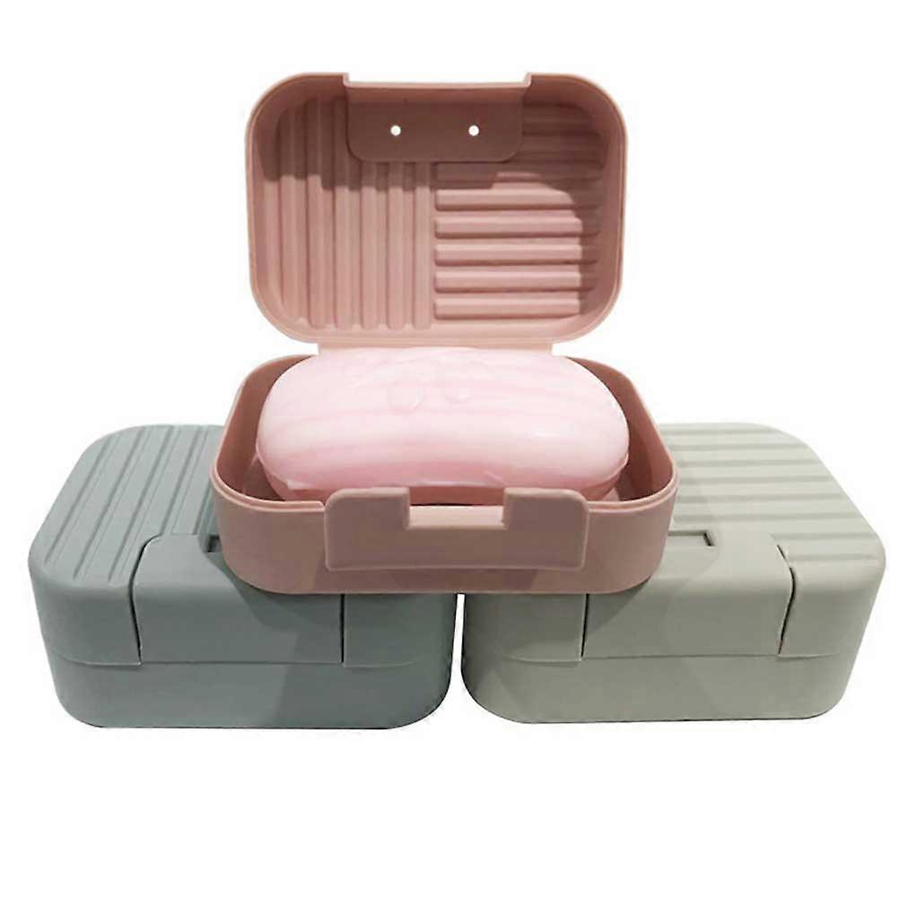 Portable Travel Soap Case Practical Rectangular Pink 4.3×3.1×2in Buckle Lock 3Pcs