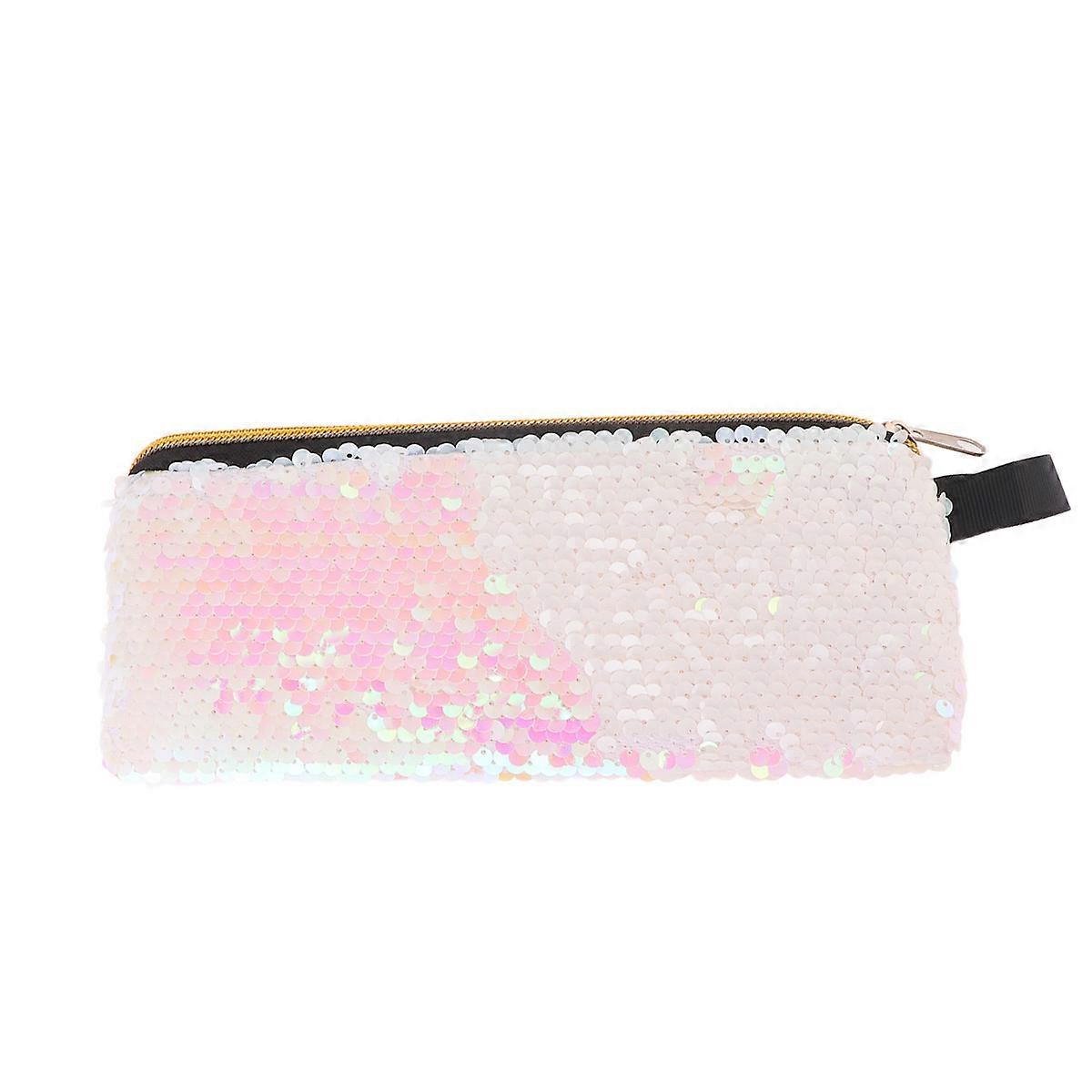 Multi Color Sequins Pencil Case for Storage Fashionable Handheld Pen Pouch Washable Durable .5 x 4.5 Inches