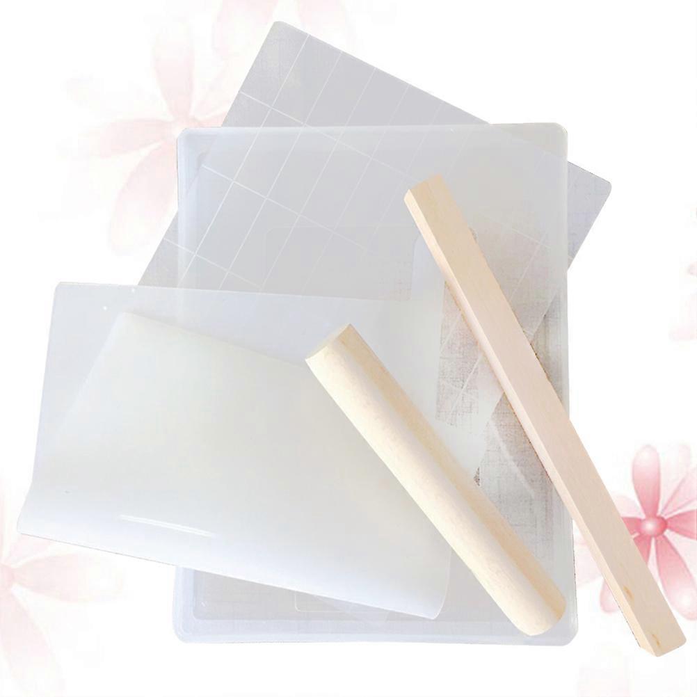 4 in 1 Nougat Baking Tools Set Transparent Synthetic Material Nonstick Candy Mold for Baking Size 9.8x6.2x1.5 Inches