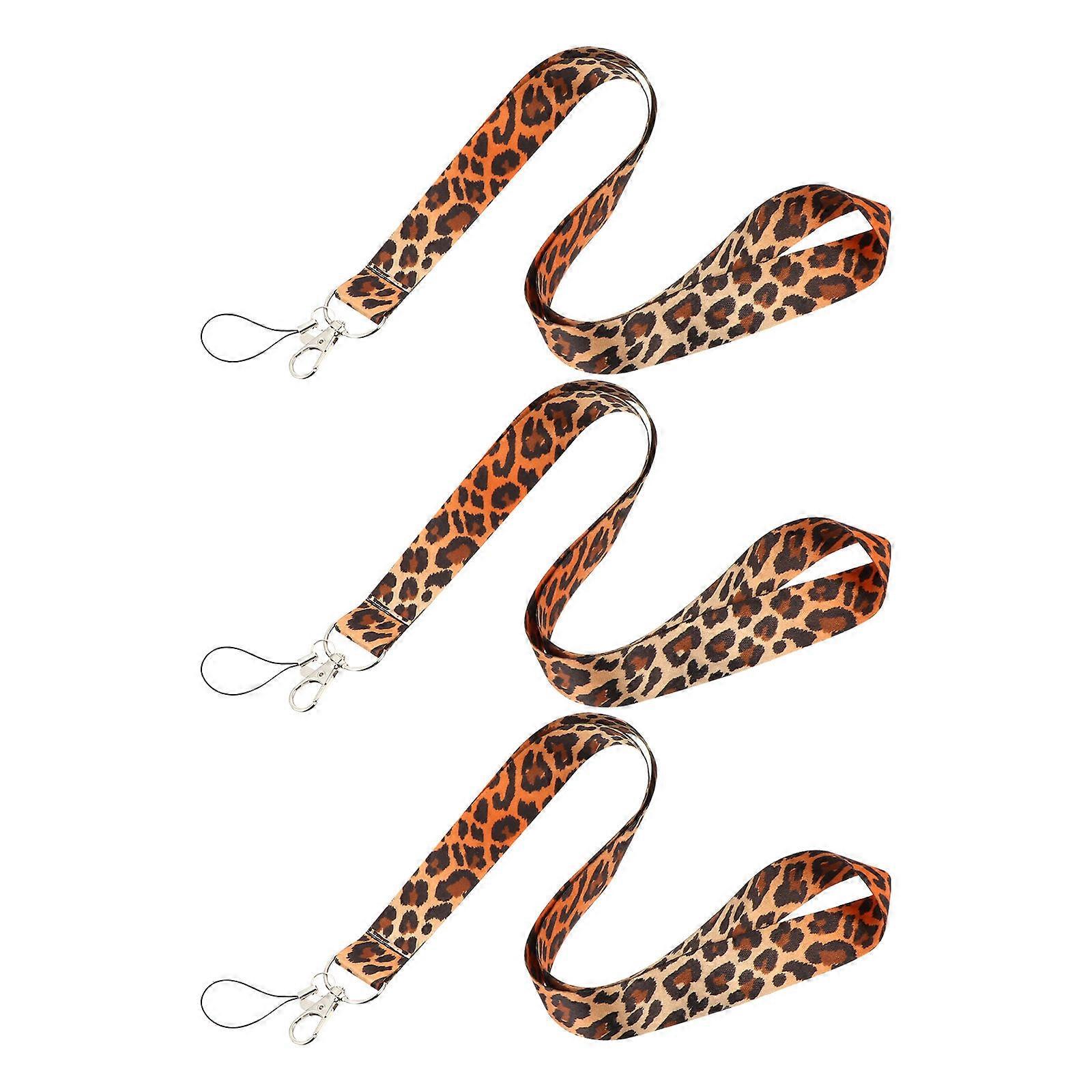 Leopard Pattern Hanging Lanyard For Daily Use Phone And ID Cards 48X4X0.2CM 3Pcs