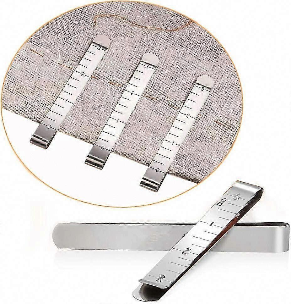 20 Metal Sewing Clips with 3" Measuring Ruler for Hemming & Crafting