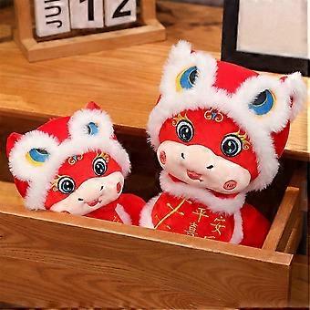 Muñeco de león y serpiente 2025, bonito juguete de Año Nuevo chino, mascota del Festival de Primavera, serpiente de peluche 2025, bonito muñeco nuevo de 42 cm