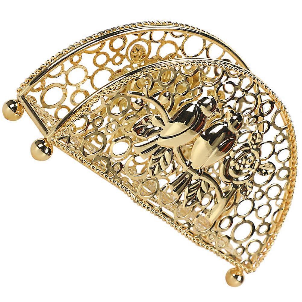 Golden Napkin Holder for Home Use Sturdy Iron Material Creative Design Fits Small Spaces 6 x 4.5