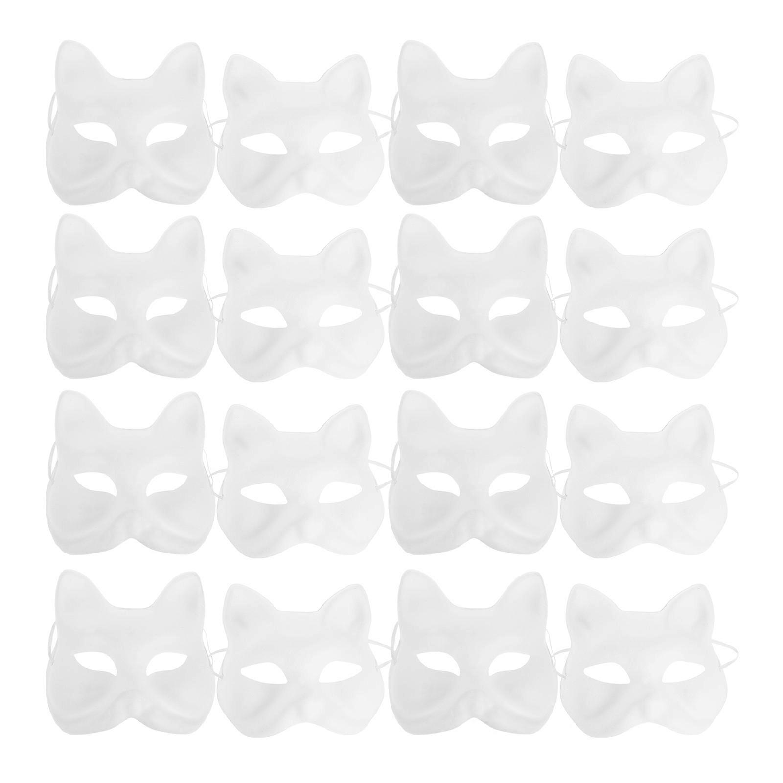 Face Mask Cat Paper for Party Use 20Pcs White Masks to Paint and Decorate