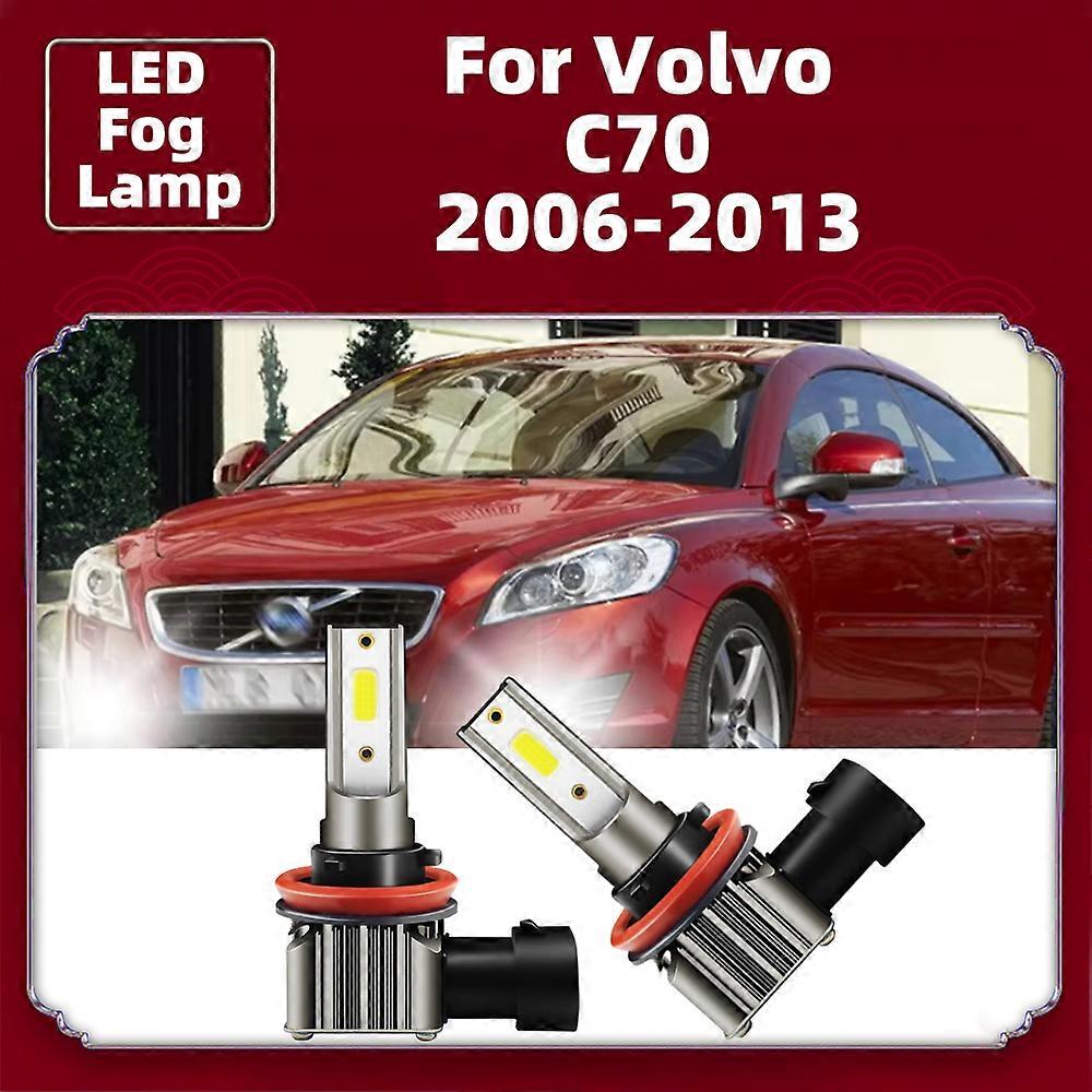 2PCS Car LED Fog Light Lamp 15000LM Auto Front Bulbs For Volvo C70 2006 2007 2008 2009 2010 2011 2012 2013 White 6000K Foglights