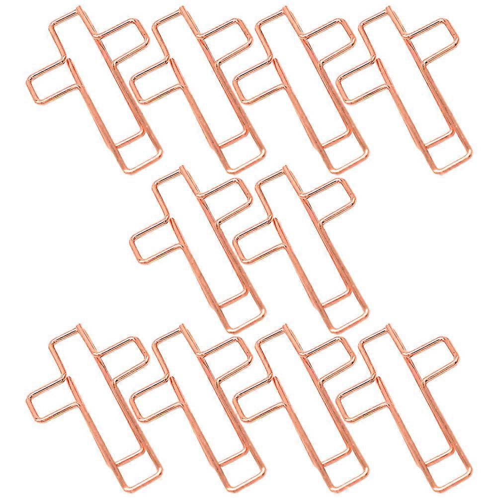 10Pcs Cross Shape Paper Clips Creative Design For Office And Study Supplies Compact Design Rose Gold Color