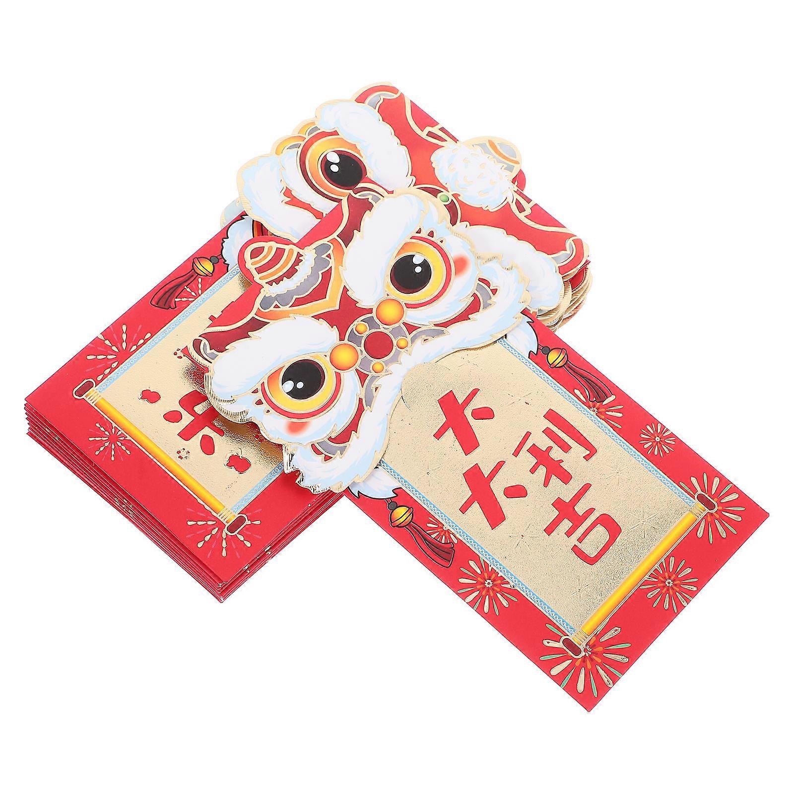 12PCS Red Envelopes for New Year Lucky Money Pockets Traditional Festival Red Packets Money Holder Lunar Spring Decorations