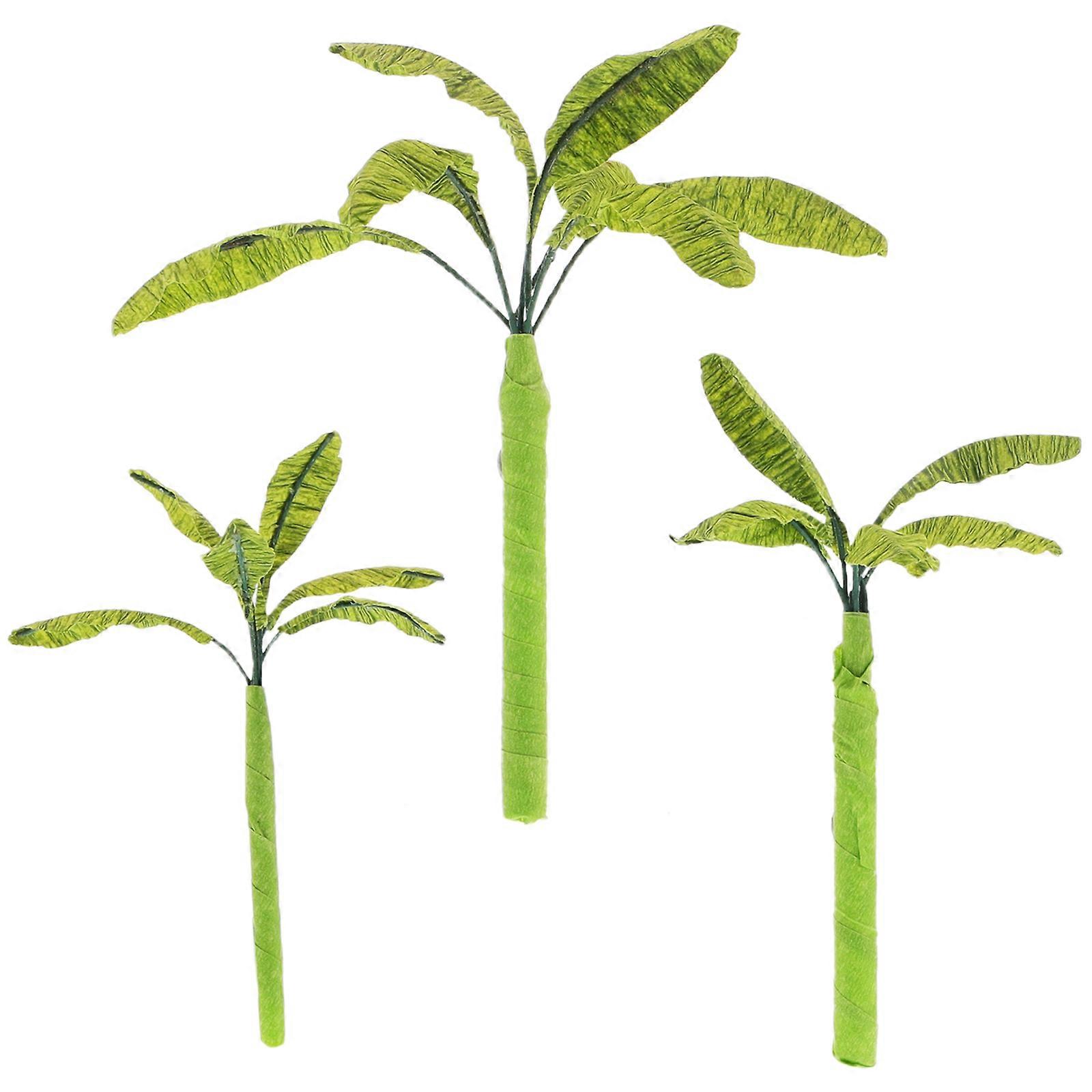 Miniature Model Tree Banana Tree Decor Simulation Artificial Palm Tree Green 5cm Landscape Decoration 3Pcs