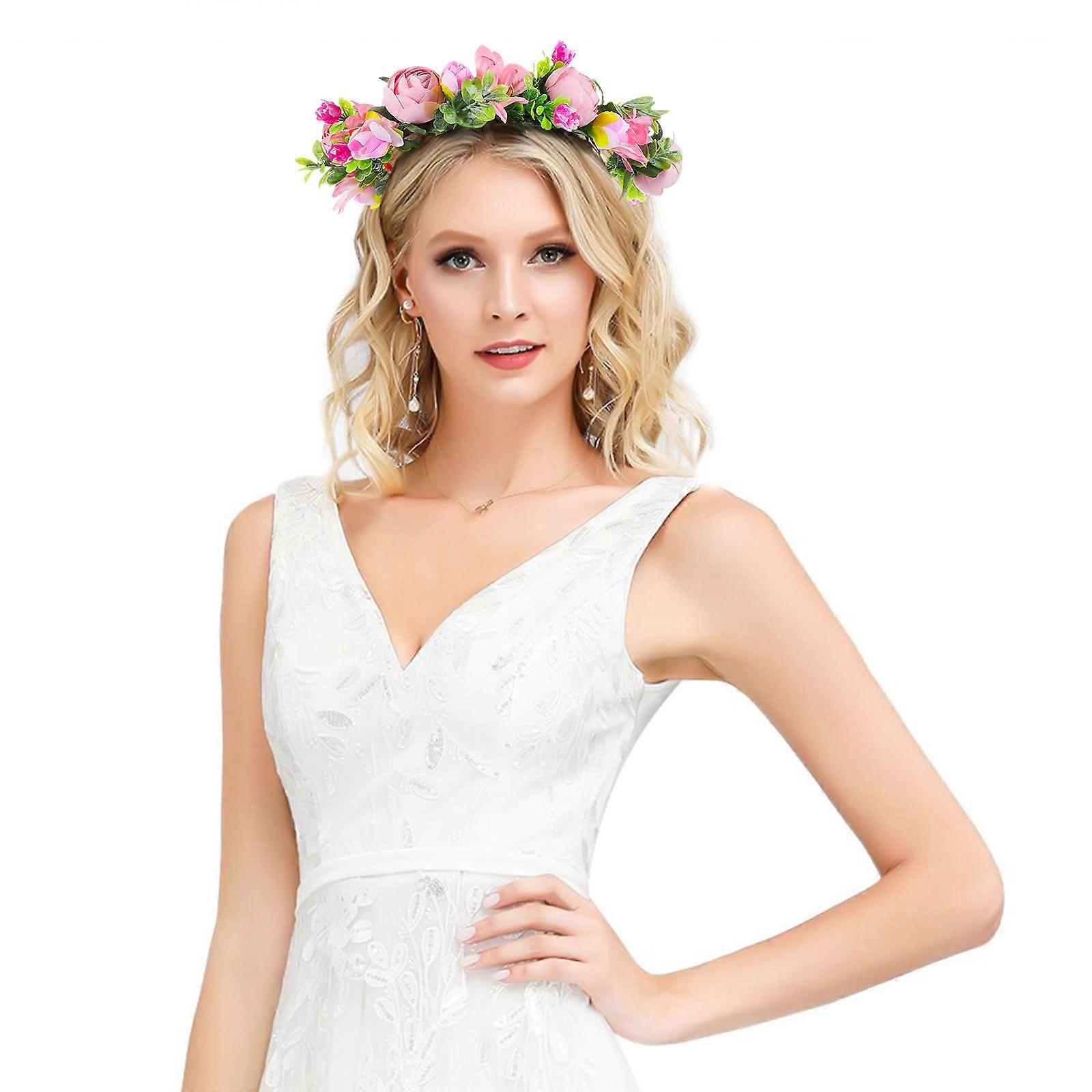 Menyasszonyi fejpánt, szövet, virágos fejdísz dekorációhoz, 1 db, rózsás