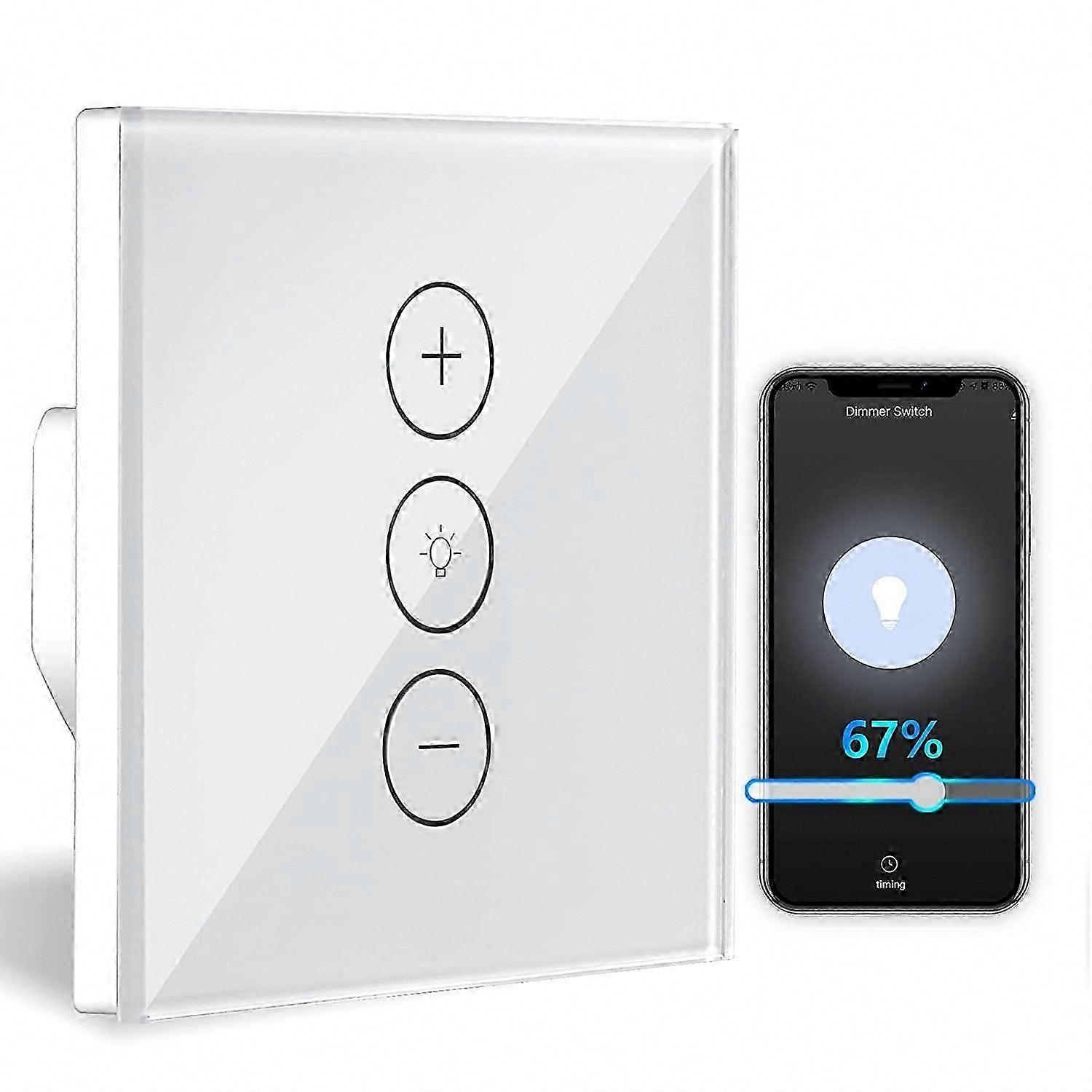 Dimmer Switch, Percentage Function WiFi Light Dimmer with Timing Function, WLAN Voice APP Control Recessed Lighting Dimmer