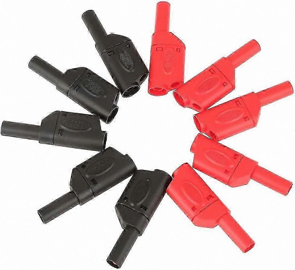 10 Pieces Insulated Safety 4mm Banana Plugs, Red and Black Connectors for Electrical Projects