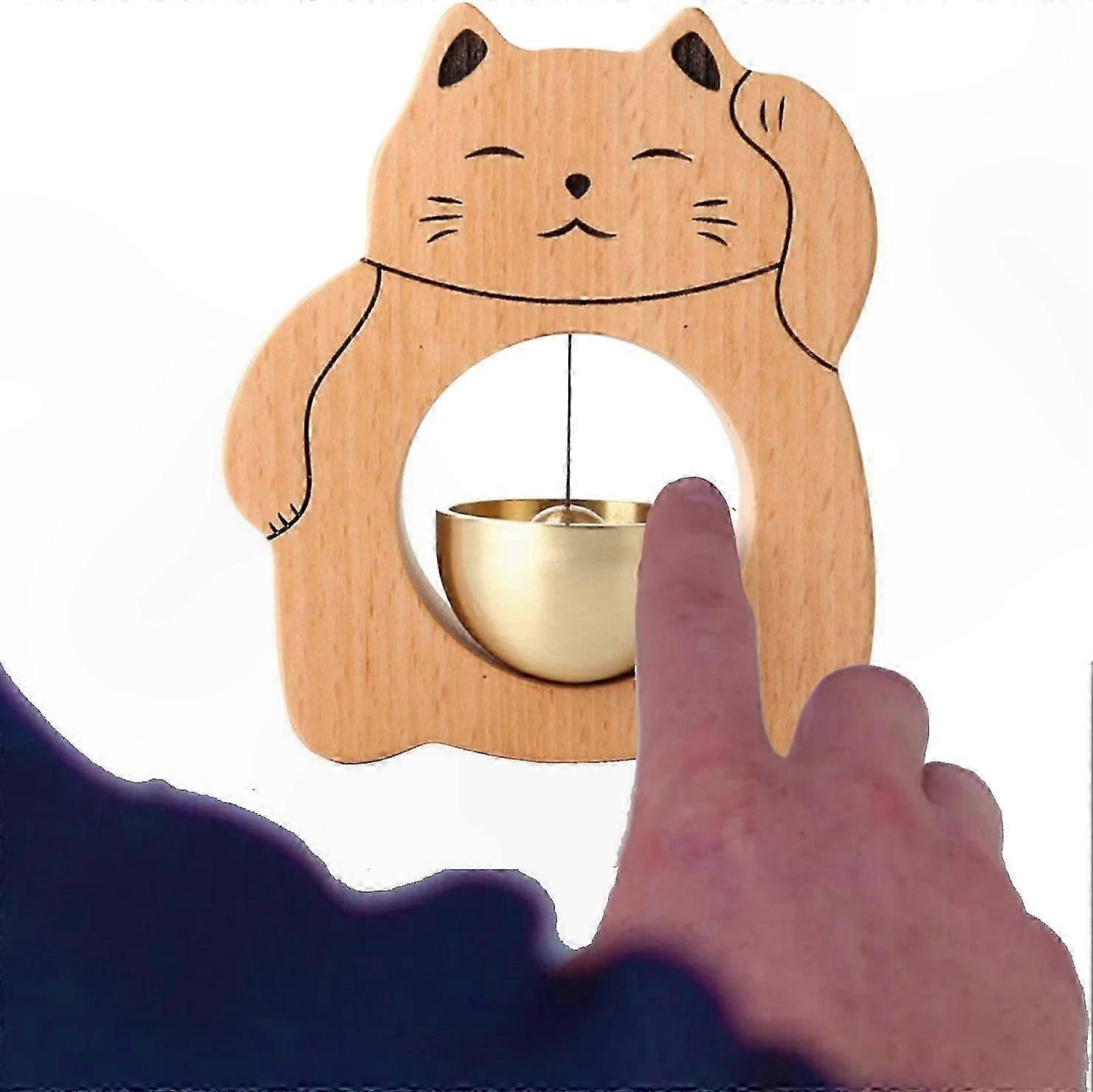 رنين الباب الخشبي بتصميم القط المحظوظ - جرس زخرفي للأبواب والنوافذ والثلاجات ، ملحق هدايا هووسورمينغ مثالي